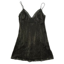 Victoria's Secret Womens Size M Black Gold Sparkle Short Slip Dress