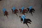 Marx Longcoat Cavalry, flat powder blue, from Giant Ft Apache, 5 mtd & horses