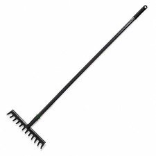 Garden Rake Steel Hardened Heavy-Duty for Hay Leaves Lawn Pebbles Removal Tool