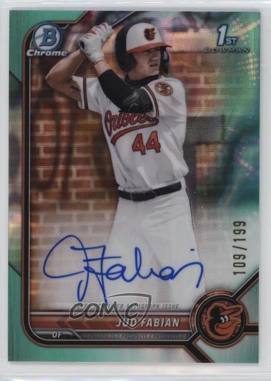 2022 Bowman Draft Chrome Aqua Lava Refractor /199 Jud Fabian #CDA-JF Auto