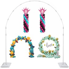 Decojoy Balloon Arch Stand, 7.5ft Large Round Backdrop Frame, Adjustable Half