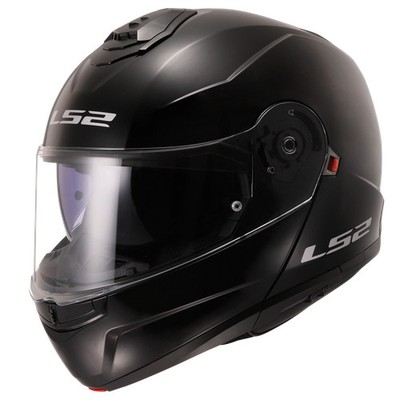 LS2 Strobe II Modular Motorcycle Helmet Solid Gloss Black Small