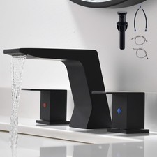 Black Bathroom Faucets for Sink 3 Hole - 8 inch Widespread Bathroom Faucet ...