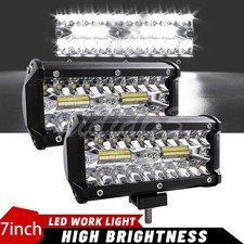 2pcs 7inch Led Work Light Bar Flood Spot Offroad Fog Lamp For 4wd Atv Suv Truck