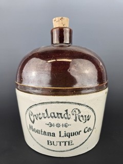 Red Wing Stoneware Advertising Crock Jug Overland Rye Montana Liquor Co Butte