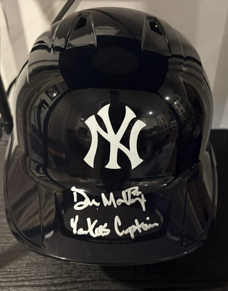 Casco de bateo tamaño completo firmado por Don Mattingly Auto Rawlings Yankees Capitán BAS Foto 2 de 4