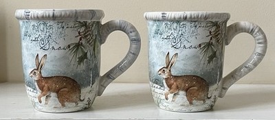 NEW Certified International Susan Winget WINTER LODGE 2 Mugs 4 1/2''  EXCELLENT