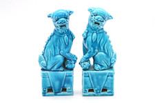Antico porta incenso in ceramica turchese cani 20. Cina secolo h 18 cm