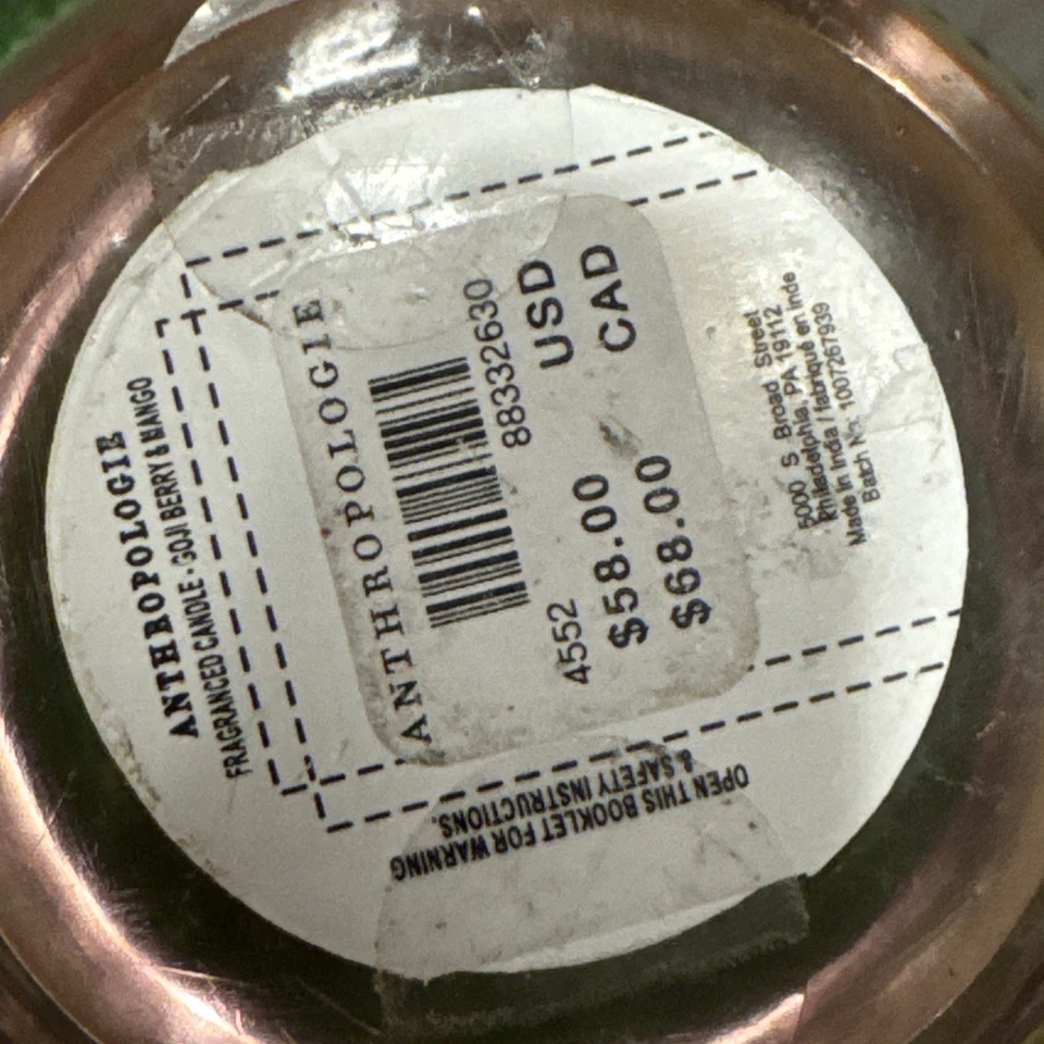 Anthropologie Pedestal Frutal Goji Berry & Mango Vela de Vidrio Nuevo Foto 4 de 4