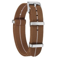 Elastic Nylon Watch Band 18mm Waterproof One-Piece Watch Strap, Brown/White