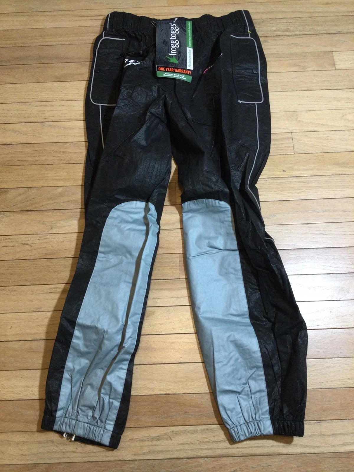 New FROGG TOGGS Women's Road Toad Reflective Riders Pants Size Medium Black NWTs