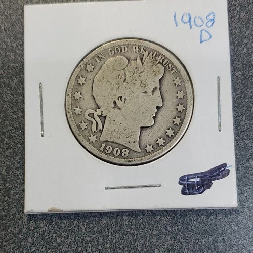 1908 Barber Half Dollar 50C Silver Circulated US Coin 0.9 Fine Silver. #301