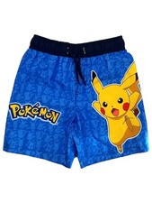 Pokemon Boys Blue Pikachu Board Shorts Swim Trunks Swim Shorts Size 4
