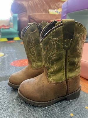 NWOT Distressed Leather Smoky Mountain Baby Boy Boots Sz 4 Brown & Olive Green