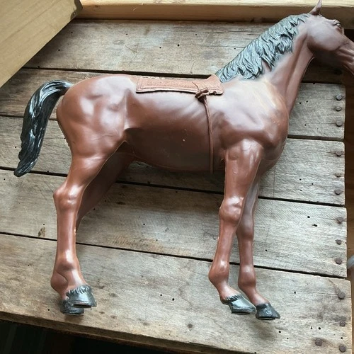 Vintage 1967 Marx Johnny West 13”Horse Thunderbolt Brown Black Mane & Tail