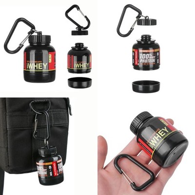 100/200ML Portable Mini Protein Powder Bottle Keychain Medicine Box Storage Cup