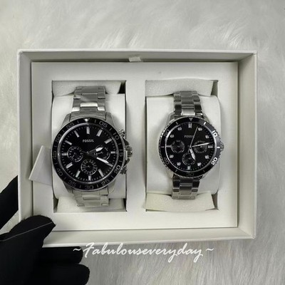 Fossil His and Hers Multifunction Stainless Steel Watch Set