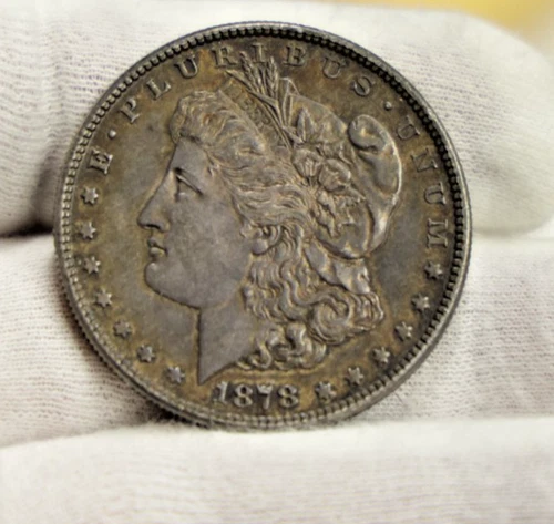 1878 S US Morgan Silver Dollar $1 AU (Cleaned,Retoned)