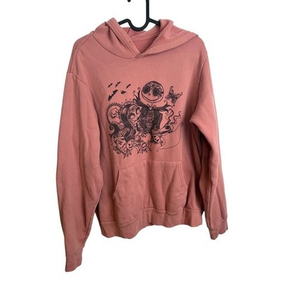 Disney Womens Nightmare Before Christmas Jack Sally Hoodie L Pink Graphic Goth