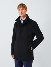 John Lewis Men's Wool Blend Regular Fit Button Car Coat - Navy - Medium (Hair)