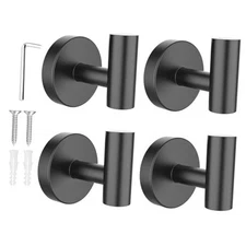  Towel Hooks for Bathroomss Screw-in Matte Bathroom Towel Hook 4 Pack Black