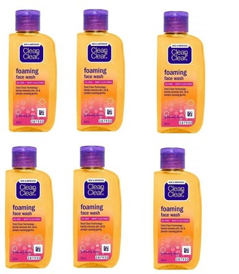 Clean & Clear Foaming Face Wash 50ml (Pack of 6) Oil-Free, Removes 99.8% Germs