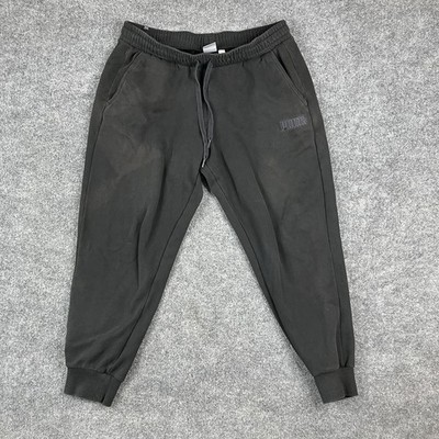 Puma Sweatpants Mens XL Black Jogger Fit Fleece Drawstring Logo Athletic Fit
