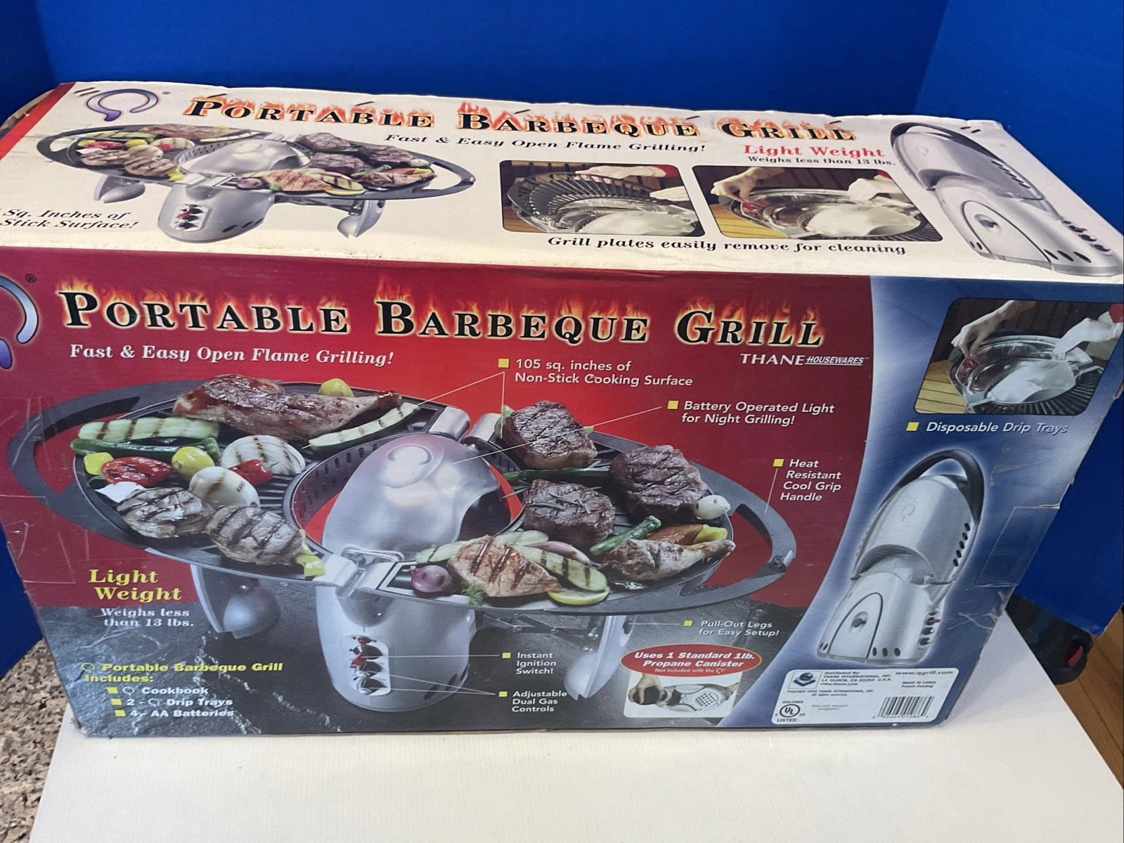 Thane Q Portable Propane Grill Camping Outdoor Tailgate BBQ QBBQ2003 Rocket OB