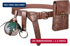 Medieval Renaissance LARP Belt Leather Belt Bag Potion Bottle Holder and Adjusta