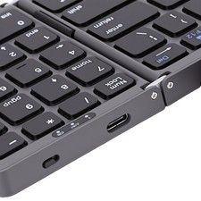 Grey Foldable Wireless Keyboard Pocket Portable Chargeable Keyboard For Outd AP9