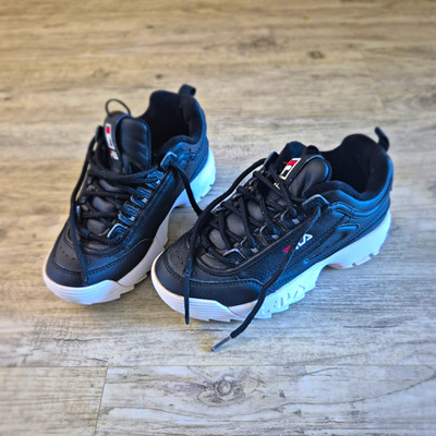 FILA Disruptor Kids Sneaker Schwarz/Weiß Low Top Schnürung EU 35
