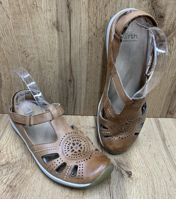 Earth Origins Curie Womens 8.5M Brown Leather Comfort Sandals Fisherman Shoes