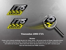 YAMAHA 1969 CT1 SIDE COVER OIL TANK DECALS GRAPHICS