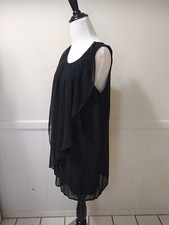 Little Black Dress PAISLEY KATE Womens Sz M Sheer Layer Shift Mini Keyhole Back