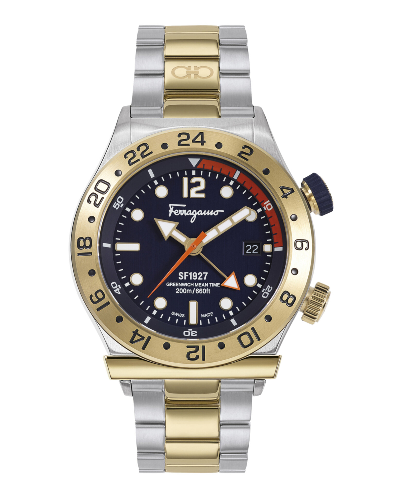 Ferragamo Mens Ferragamo 1927 Two Tone 44mm Bracelet Fashion Watch