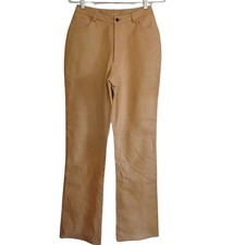 VTG VAKKO Sport Camel Real Leather High Waist Pants Trousers 6