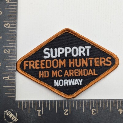 Support Freedom Hunters HD MC Arendal Norway Patch   Biker Club Diamond