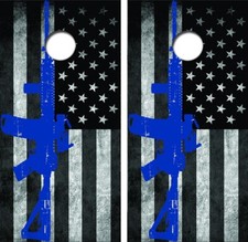 American Flag Gun Cornhole Board Wrap LAMINATED Wrap Decal Vinyl Sticker 4165