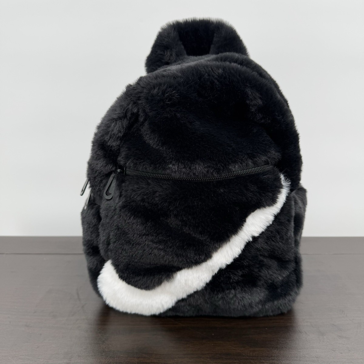 Nike Futura 365 Faux Fur Mini Backpack Black with White