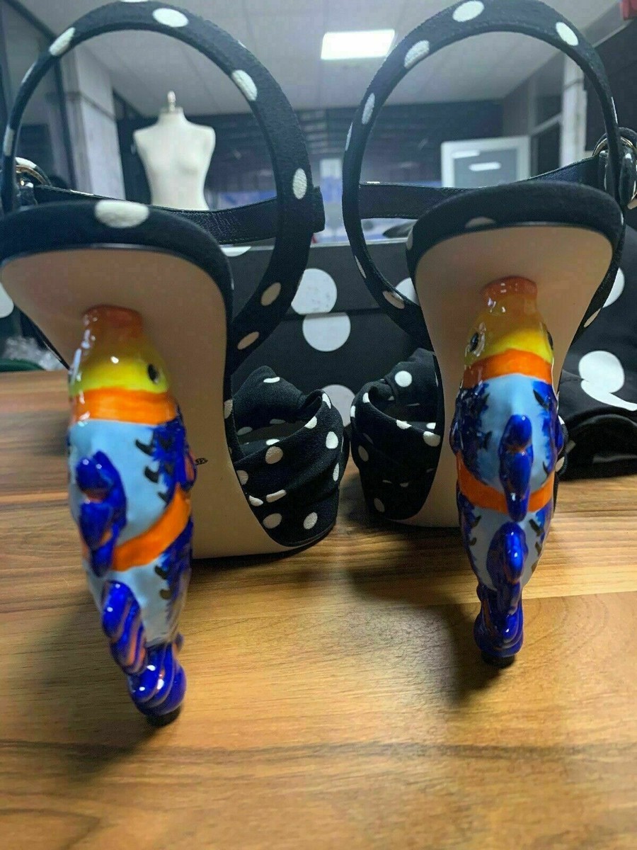 【DOLCE&GABBANA】フリンジ付き刺繍サンダル Dolce Gabbana Sculpted Handpainted Sicilian Cart Sandals