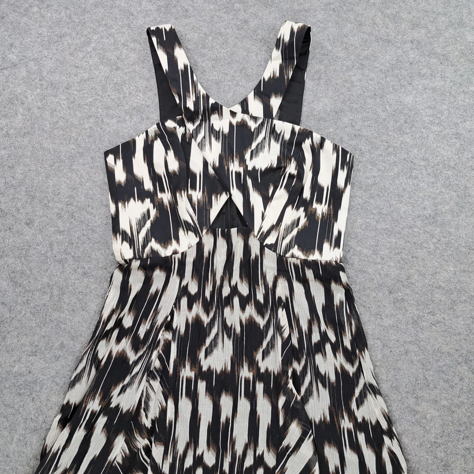 Trina Turk Dress Women Size 4 Bellicity Cutout Black White Flowy Sleeveless Ikat - Image 3 of 4