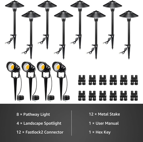 SUNVIE LED Landscape Lights Low Voltage Pathway Landscape Lighting Kit - 12 Pack - Picture 11 of 11