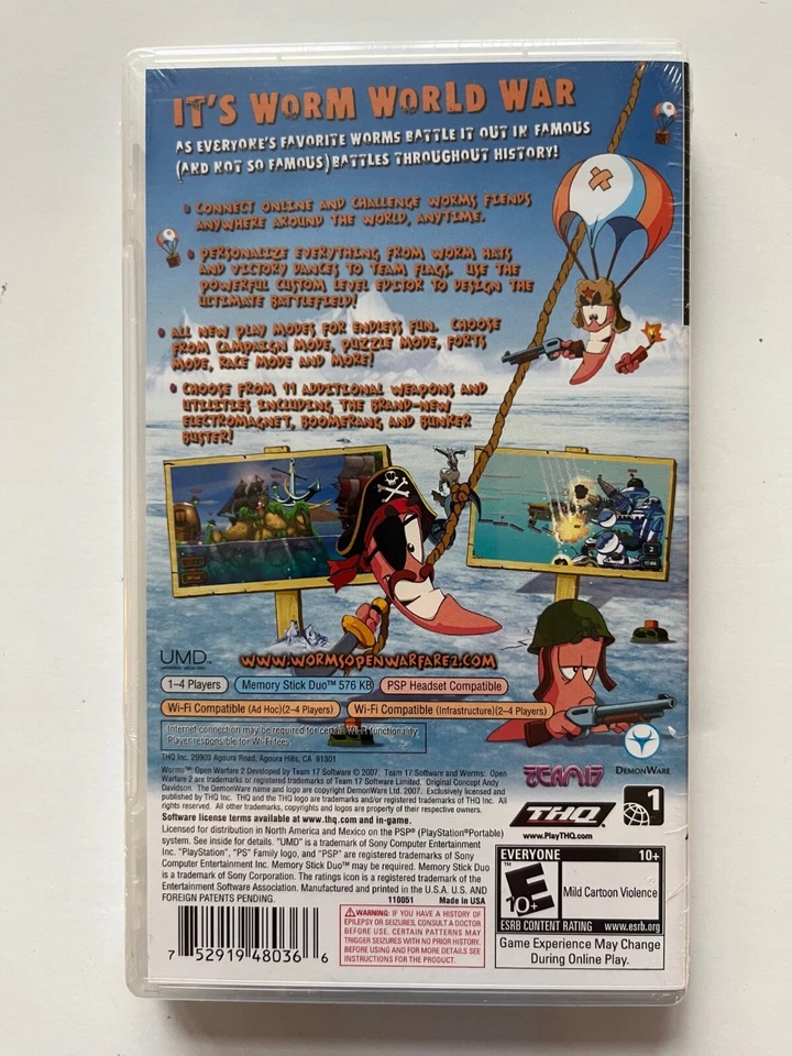 Worms: Open Warfare 2 (Sony PSP, 2007) Playstation Portable New Factory Sealed - Image 2 of 4