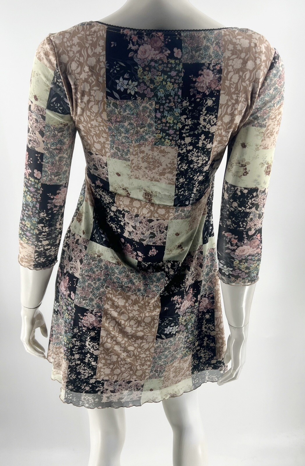 STR Mini Dress Size Large Mesh Patchwork Print Bl… - image 6