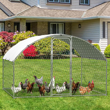 Large Metal Chicken Coop, Doom Roof Large Chicken Run for Yard, Walk-In Poultry