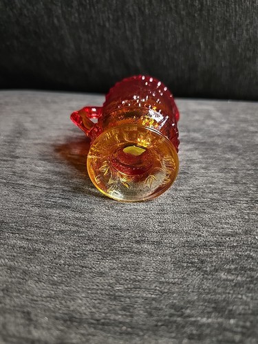 Amberina Red Pressed Cherry Glass 3.5" Tall Creamer Pitcher Mid Century Modern - Picture 6 of 8