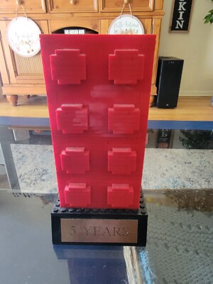 Lego Employee 5 Year Trophy Award Red Brick With Draw