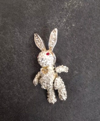 Little Rabbit With Red Eyes And Diamonds And Little Bow Under His Neck