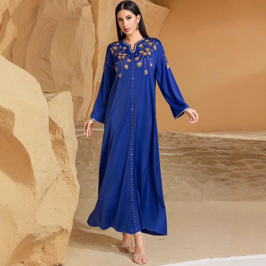 Muslim Women Long Sleeve Maxi Dress Evening Kaftan Robes Ramadan Gown Dresses Muslim Women Long Sleeve Maxi Dress Evening Kaftan Robes Ramadan Gown Dresses