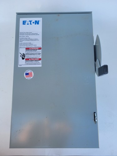 EATON, INTERRUPTOR DE SEGURIDAD DE SERVICIO GENERAL, DG222NRB, 60 A, 2 P, 4 W, 240 V, g12b - Imagen 1 de 3